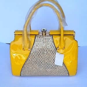 Beautiful mustard color bejeweled purse